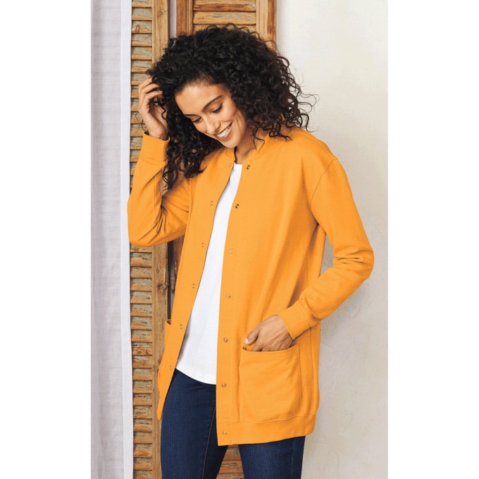 Snap-Front Cotton-Blend Women's Cardigan, , large