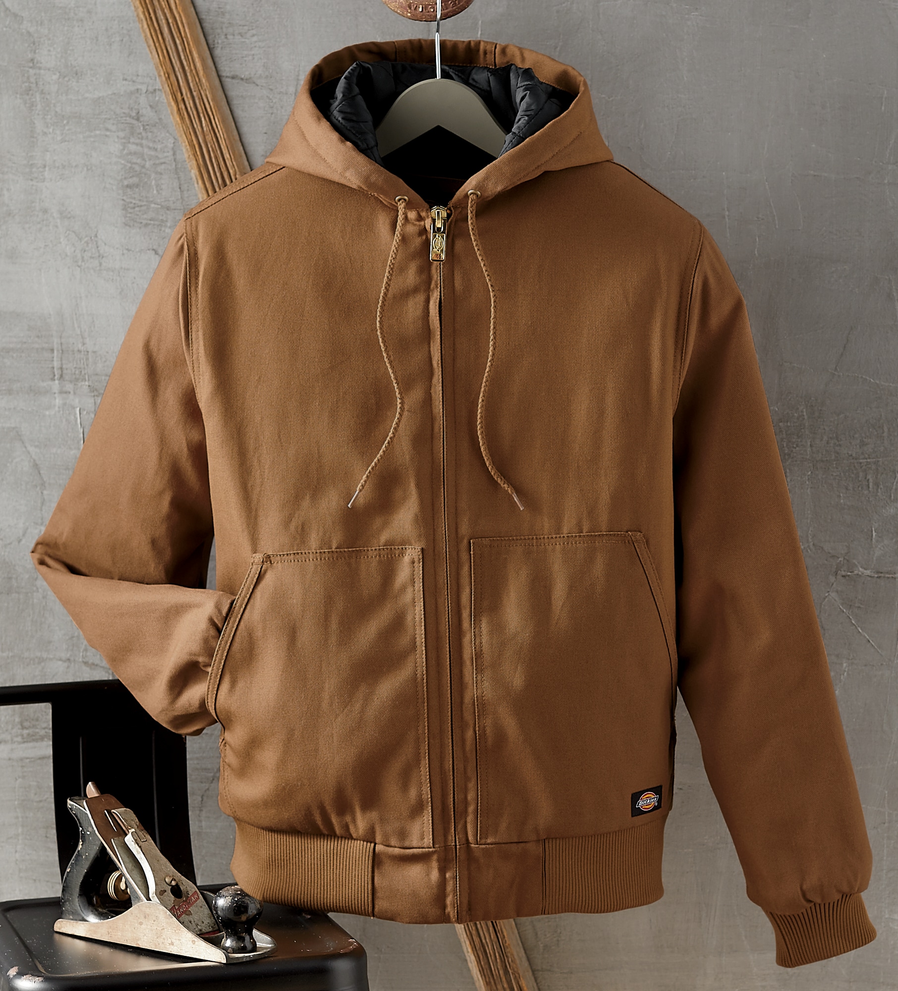 rigid duck hooded jacket
