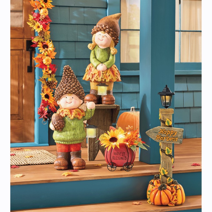 Lit Harvest Blessings Pumpkin Wagon, , large