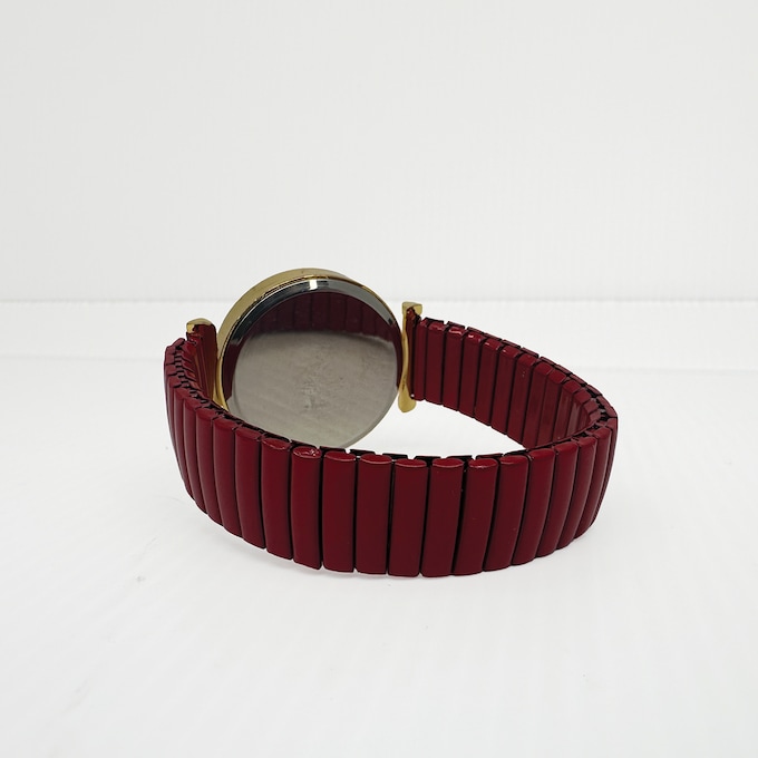 Ladies' Embellished Stretch-Band Colorful Watch, Red, large