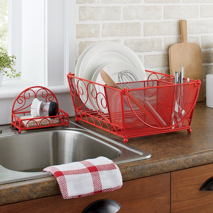 Scroll Dish Drainer and Sponge Tray, , large