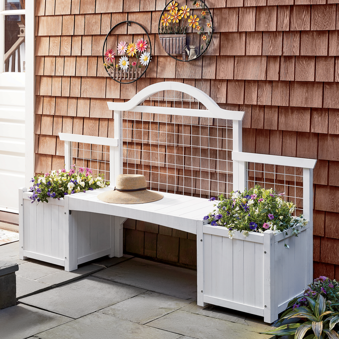 Bench and Trellis with Planters, , large