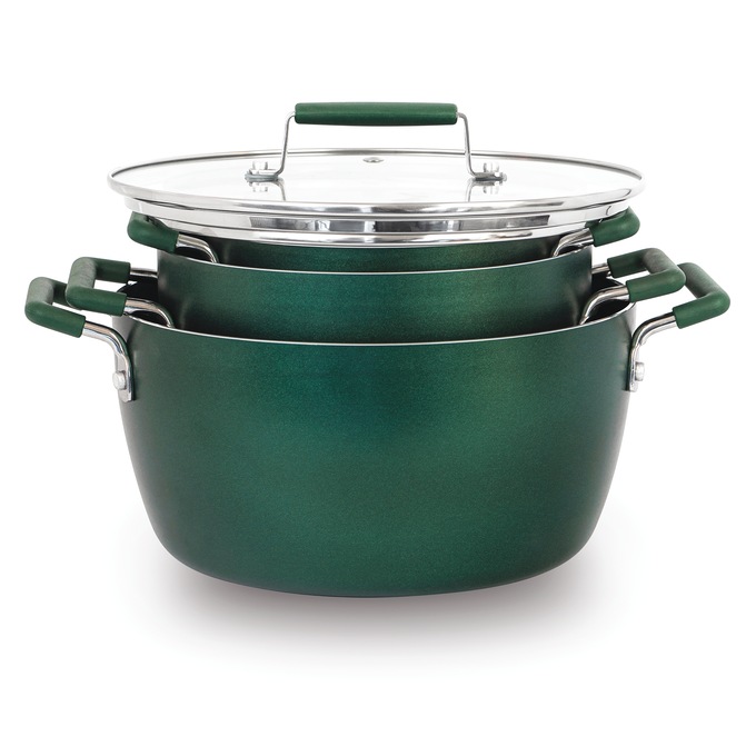 Granitestone Diamond 6-Piece Nesting Pot Set, Green, large