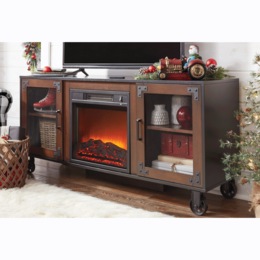 Wheeled Rustic Media Fireplace, , large