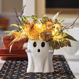 Lit Floral Ghost Centerpiece, , large
