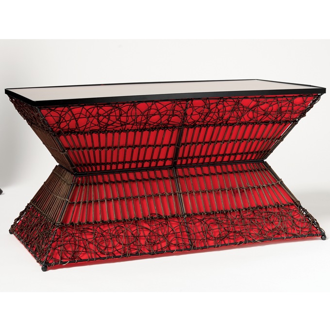 Zain Lighted Rattan Coffee Table, , large
