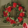 Lit Poinsettia Wreath, , large