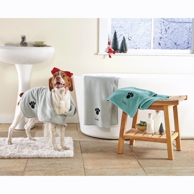 Dog Bath Robe and Set of 2 Pet Towels, , large