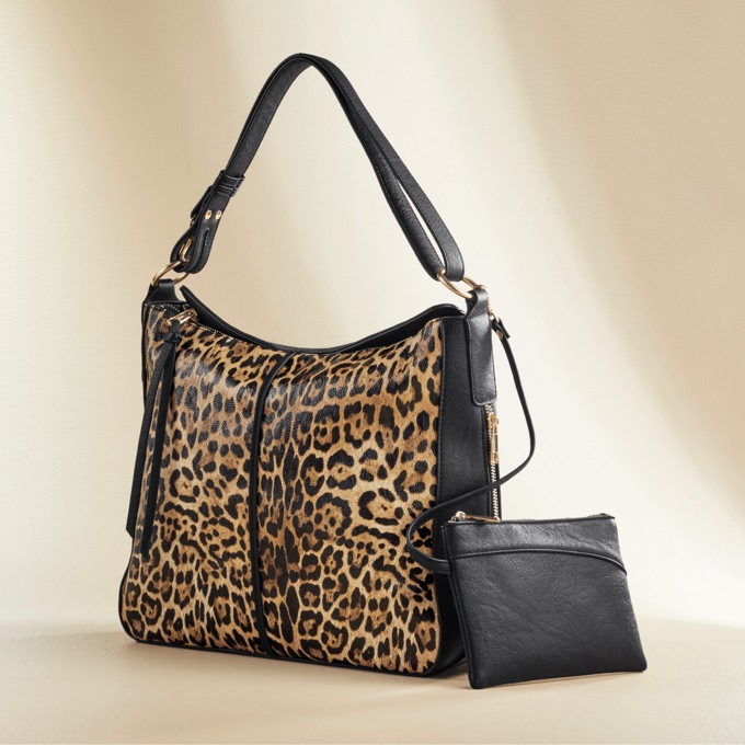 2-Piece Leopard Bag Set, Leopard, large