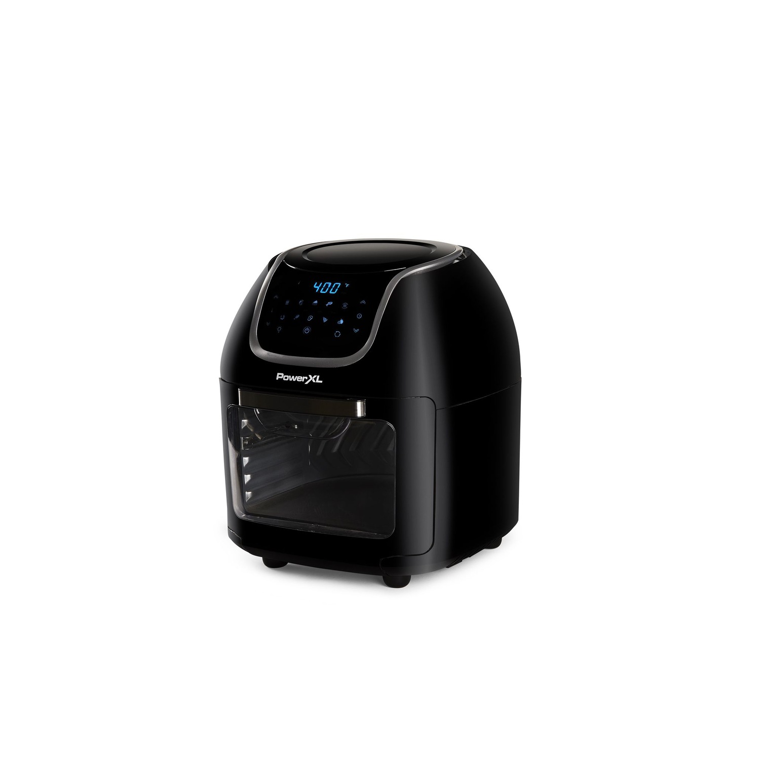 PowerXL 4-Quart Black Air Fryer with Fry Tray, LED Panel, 10 Presets,  See-Through Window, Internal Light in the Air Fryers department at