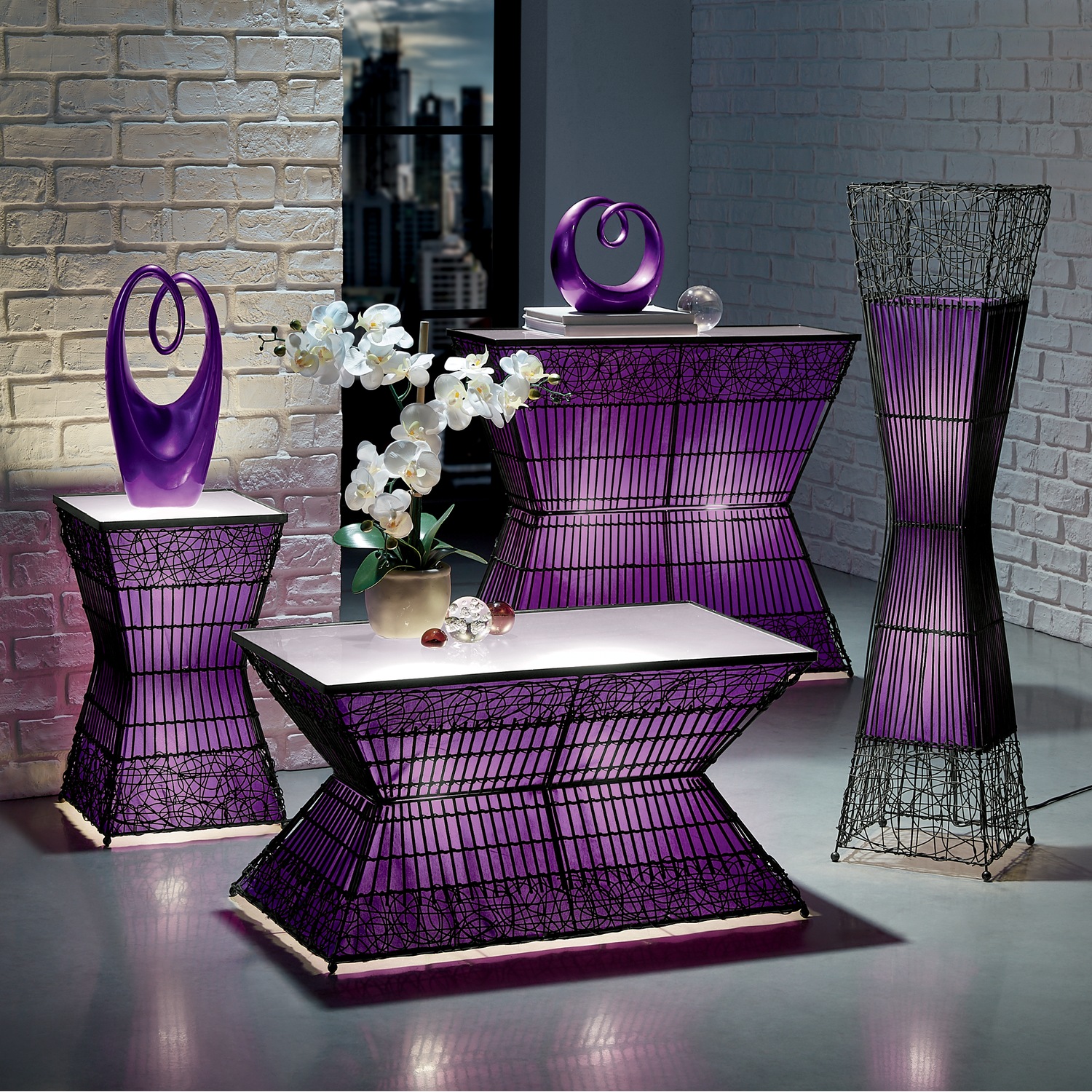 Zain lighted rattan console table deals