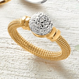 Diamond-Accented Round Mesh Ring, , large