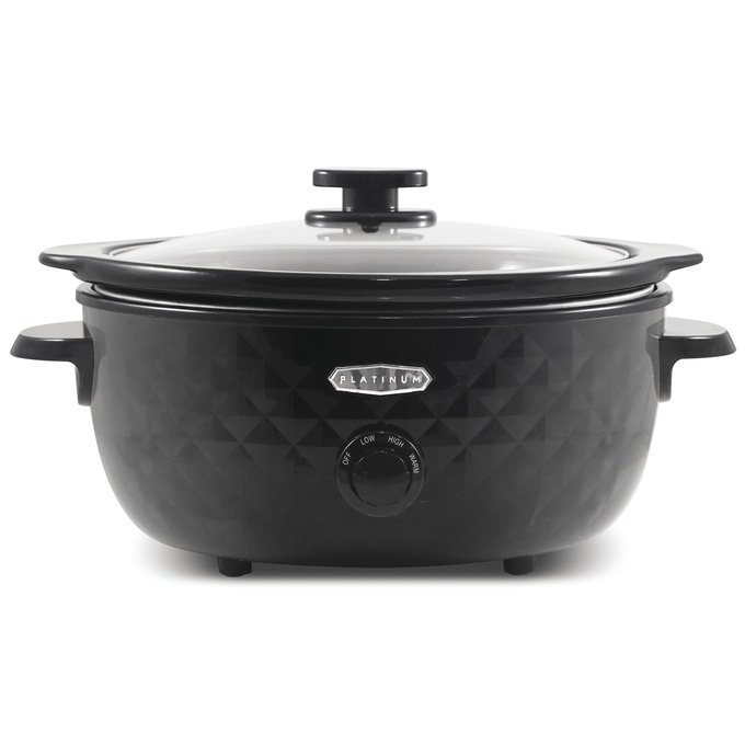 Elite Gourmet 6-Quart Diamond Pattern Slow Cooker, Black, large
