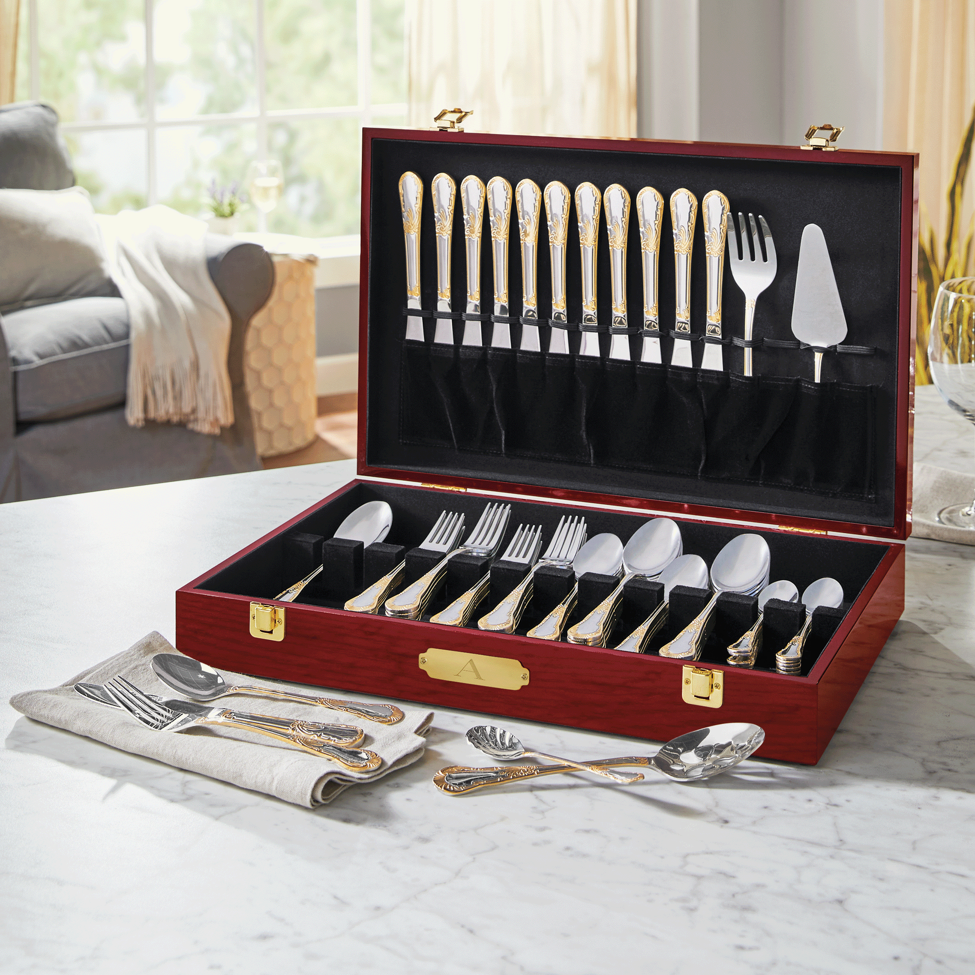 77-Piece Isabella Flatware Set with Case, , large