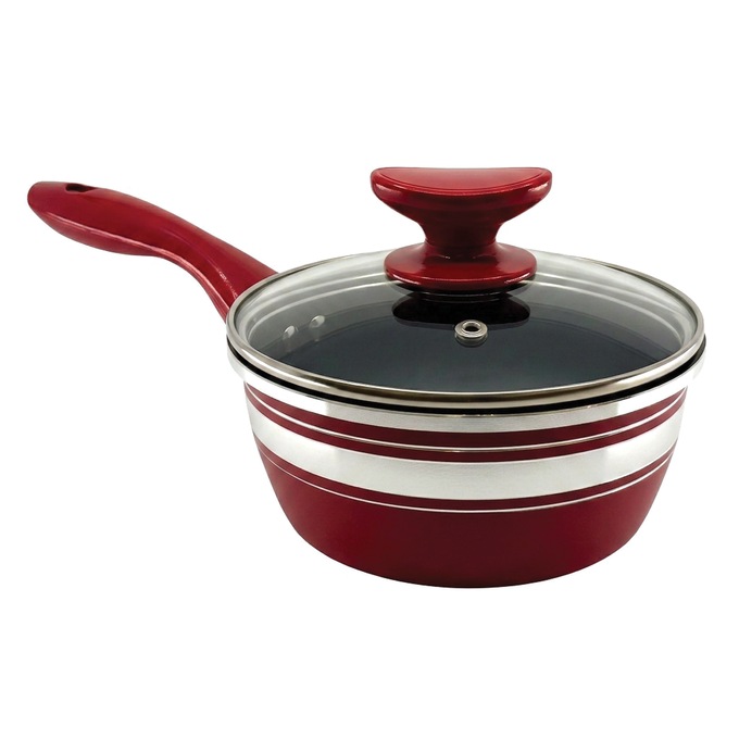 Chef Tested 8-Piece Ceramic Banded Cookware Set by Wards, Red, large