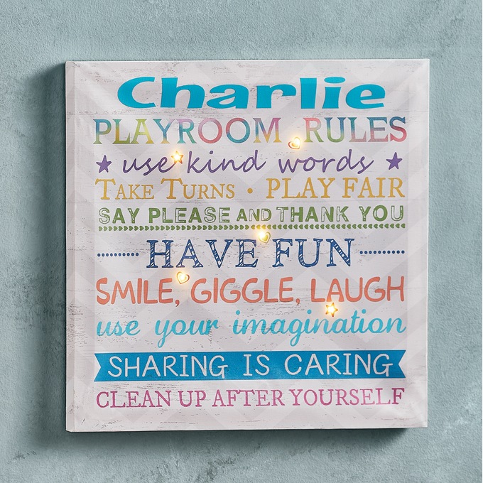 Lit Playroom Rules Art, , large