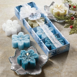 Set of 4 Snowflake Candles, , large