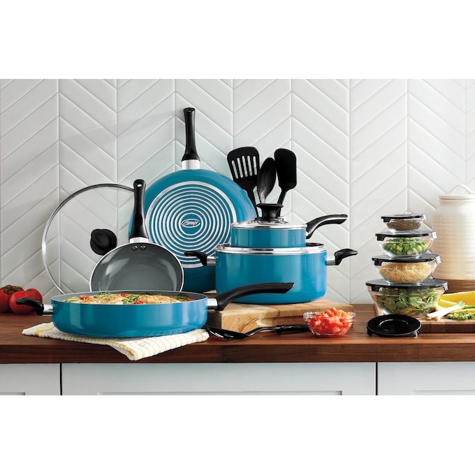 Ginny's 22-Piece Ceramic Cookware Set, Island Blue, large
