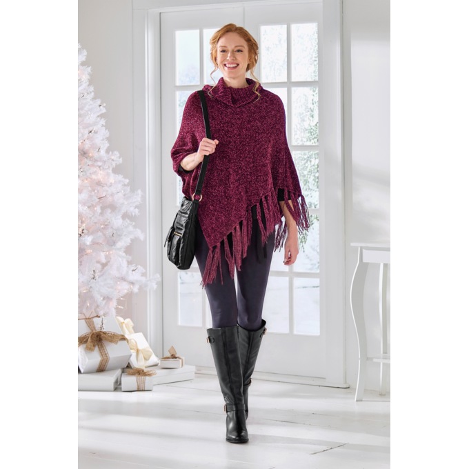 Britt's Knits Beyond Soft Chenille Cowl Neck Poncho, , large