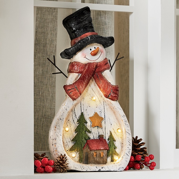 LED Shiplap-Style Snowman, , large
