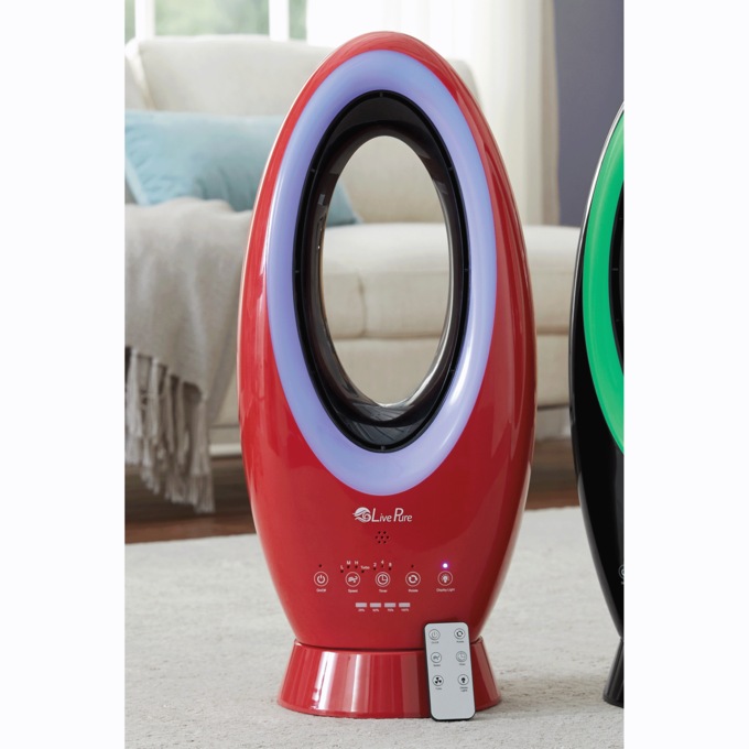 LivePure Bladeless Rechargeable Indoor/Outdoor Fan, Red, large