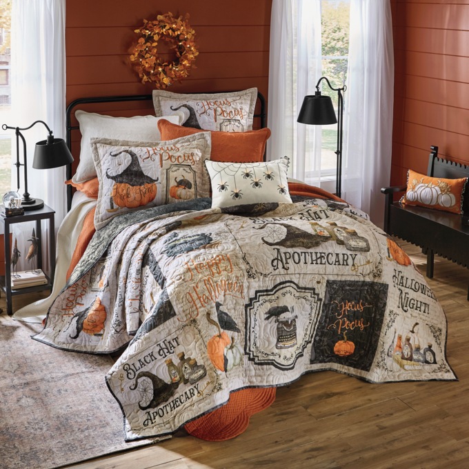 Festive Halloween Oversized Quilt and Coordinating Sham, , large
