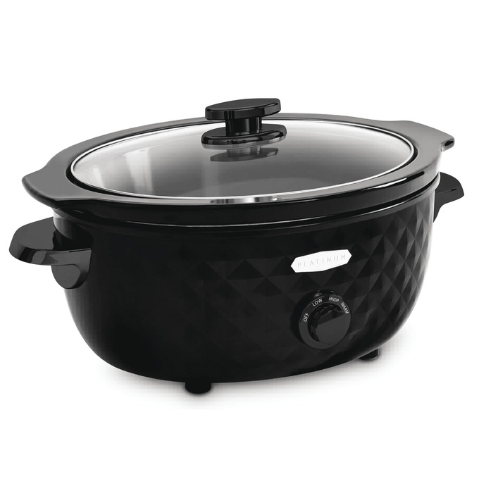 Elite Gourmet 6-Quart Diamond Pattern Slow Cooker, Black, large