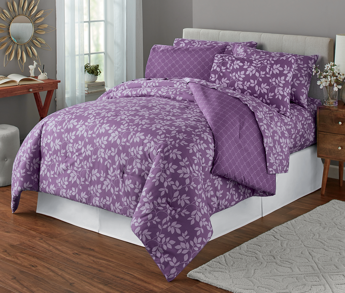 2-Pack Serene Leaf & Diamond Microfiber Sheet Set, , large
