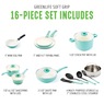 GreenLife 16-Piece Soft-Grip Cookware Set, Turquoise, large