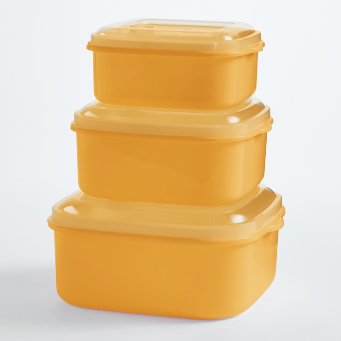 6-Piece Plastic BPA-Free Food Storage Set, Golden Honey, large