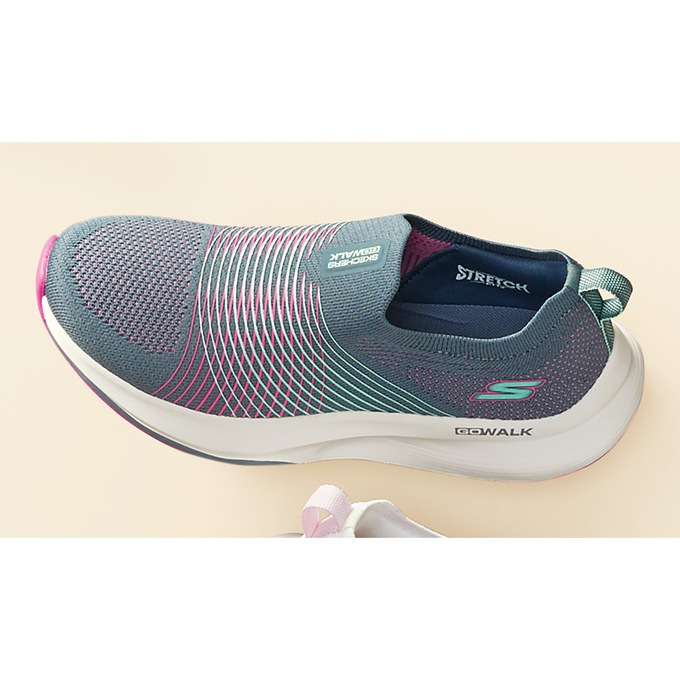 Skechers Women's GOwalk Max Walker Sally Slip-On, Charcoal Purple, large