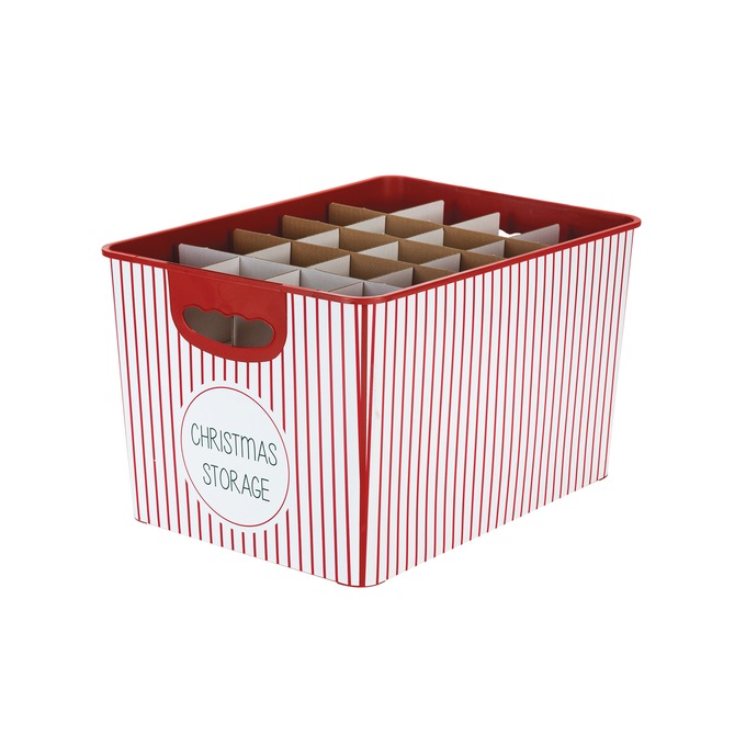 Simplify 60-Ct. Christmas Ornament Storage Organizer, Red White Stripe, large