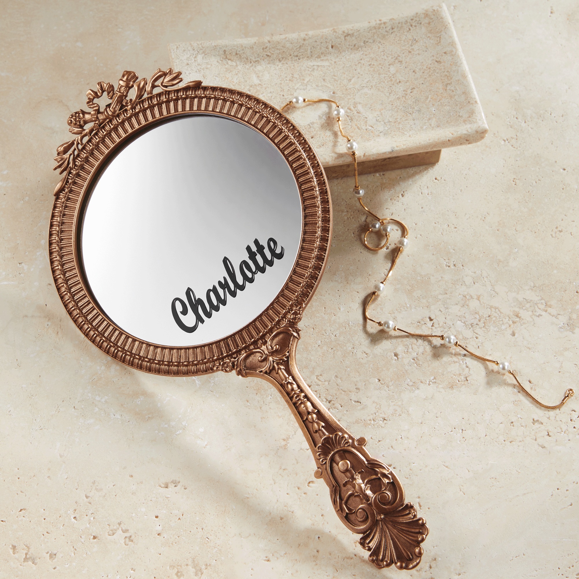 Ornate Handheld Vanity Mirror, Multi, large