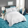 Scalloped and Tufted Cotton Chenille Sham with Scrolls, White, large
