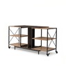 Expandable Rotatable Powered TV Stand, Brown, large