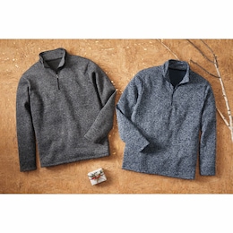 2-Pack Men&rsquo;s Melange Knit Brushed Fleece 1/4-Zip Pullover., , large