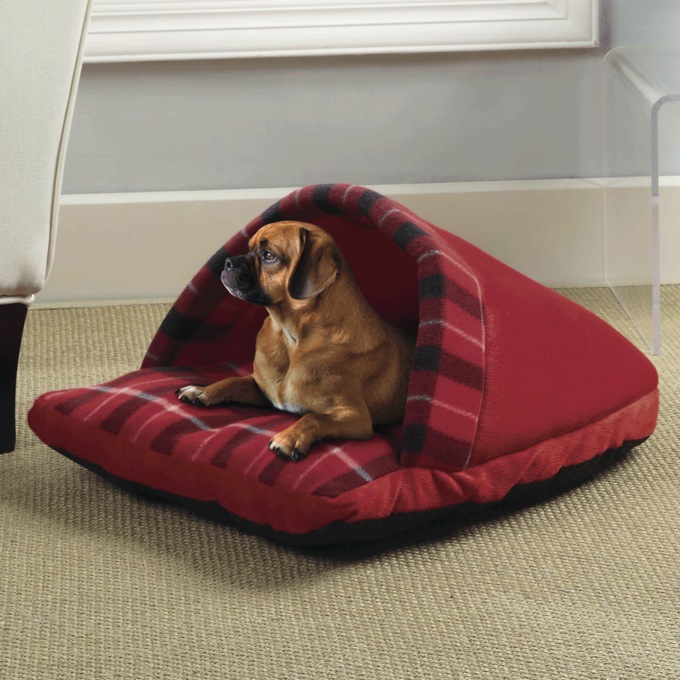 Slipper Pet Bed, Burgundy, large