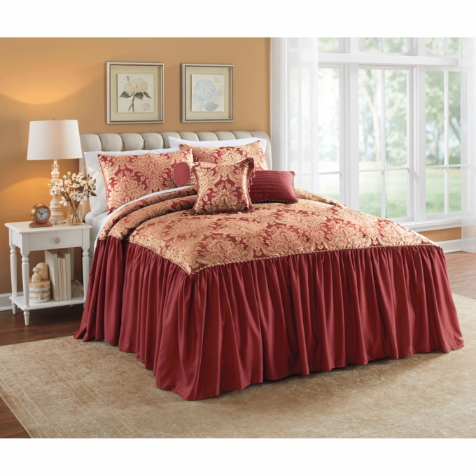 6-Piece Majestic Damask Jacquard Bedspread Set, , large