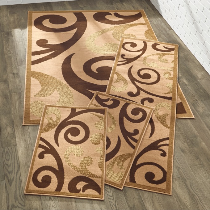 4-Piece Swirl Rug Set, , large