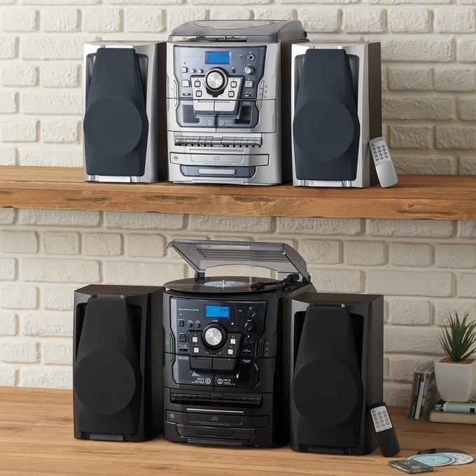 6-in-1 Music System with Deluxe Turntable, iPod/MP3, AM/FM, CD Player & Cassette, , large