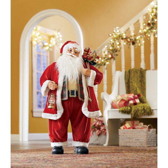 Animated Santa with Gift Bag and Lantern, , large