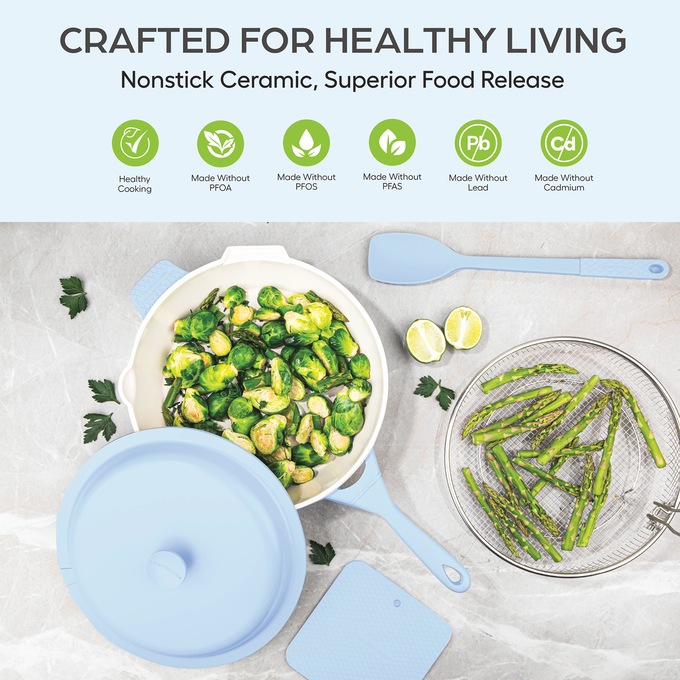 Granitestone 10" Zuka Pan, Blue, large