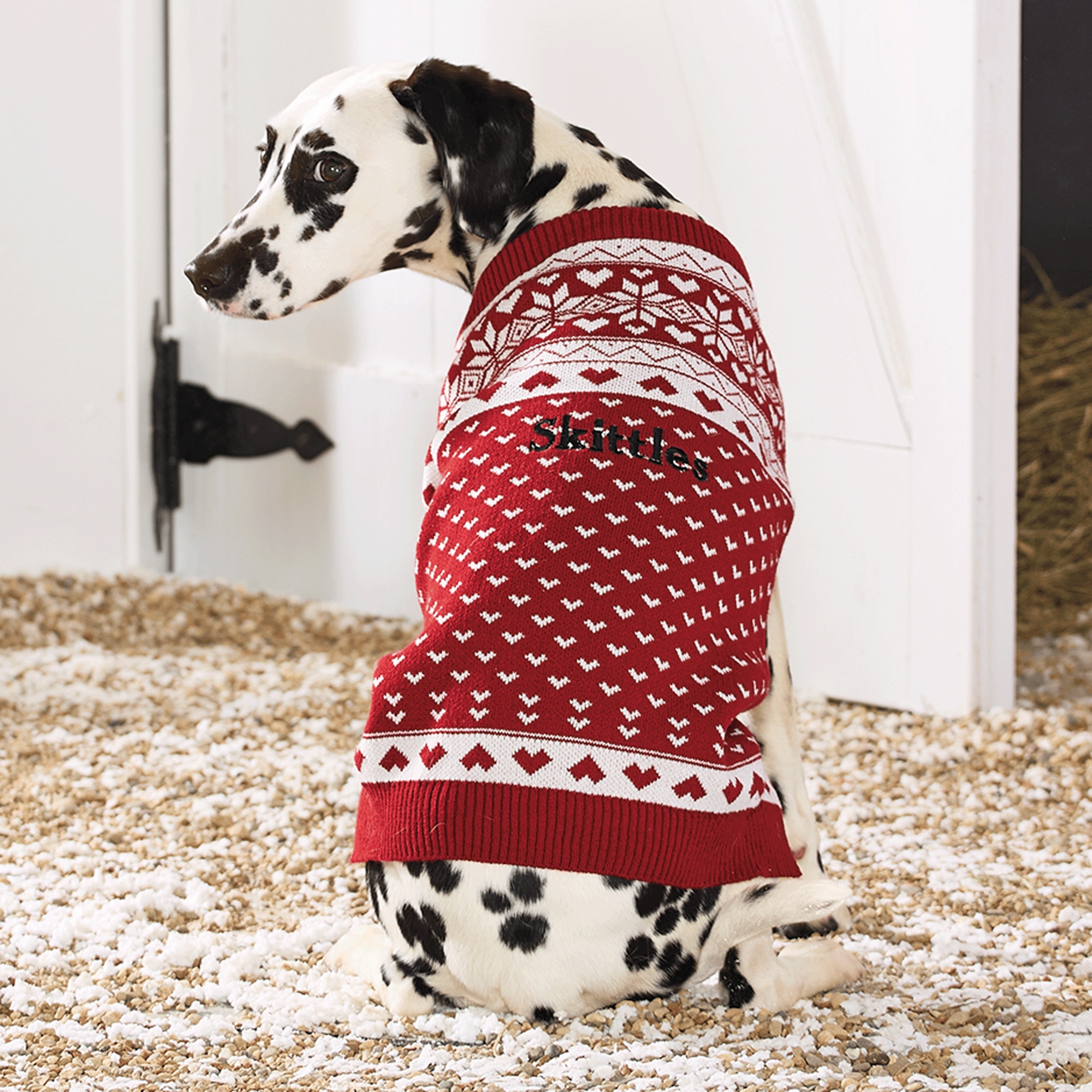 Personalized Heart Argyle Pet Sweater, , large