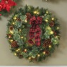 Lit Faux-Cashmere and Pine Wreath, , large
