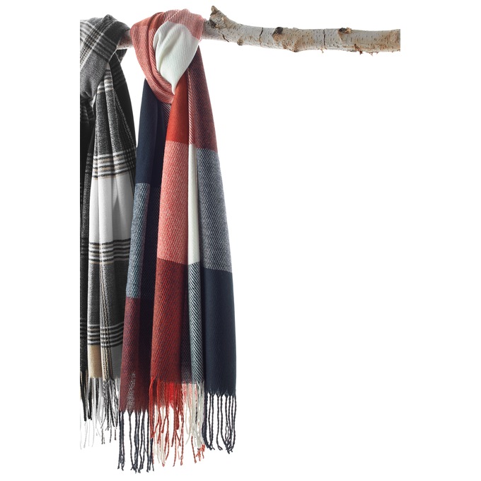 Classic Checkered Scarf, Red, large