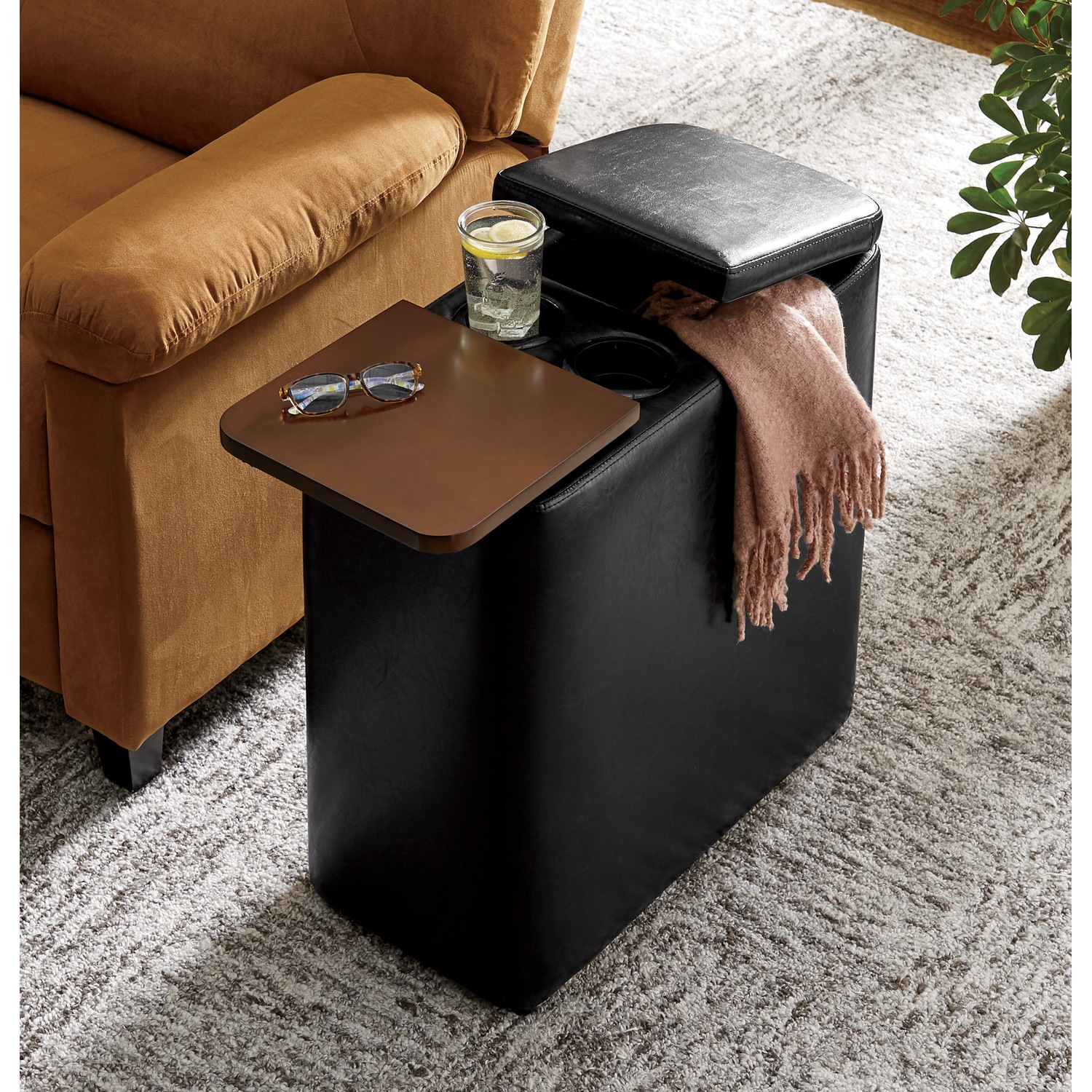 Coffee Table With Cup Holders / Benzara Wooden Chairside Table With Two