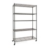 Wide 5-Tier Rolling Metal Wire Storage Rack with Wheels, , large