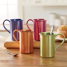Set of 4 Aluminum Mugs, , large