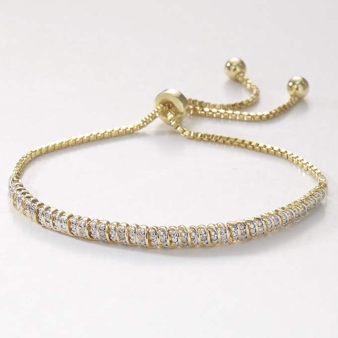 Mini Link Adjustable Diamond Bracelet, Gold over Sterling Silver, large
