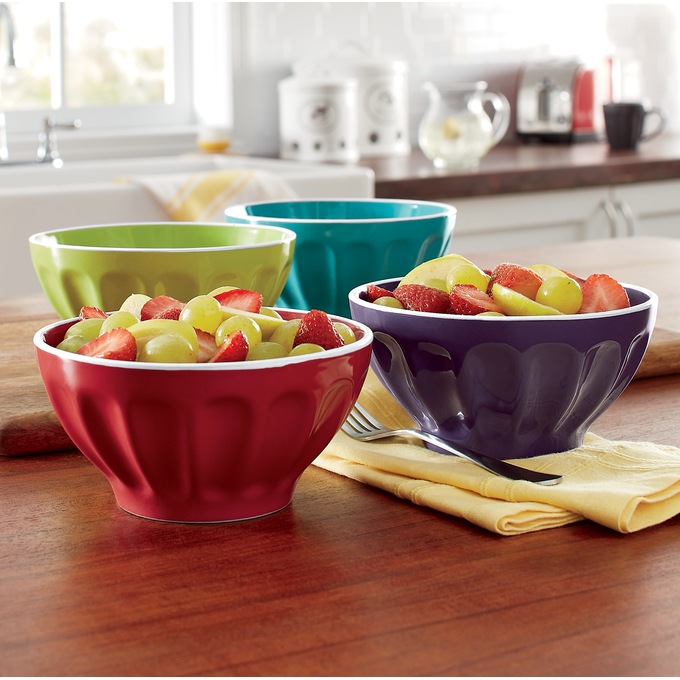 Set of 4 Solid Assorted Bowl Set, , large